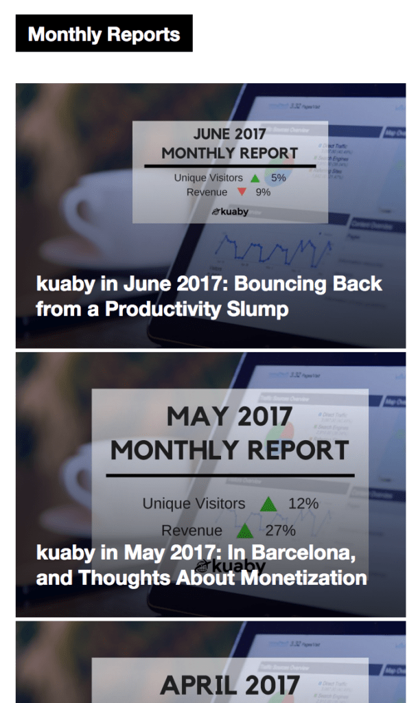 Monthly Reports Kuaby