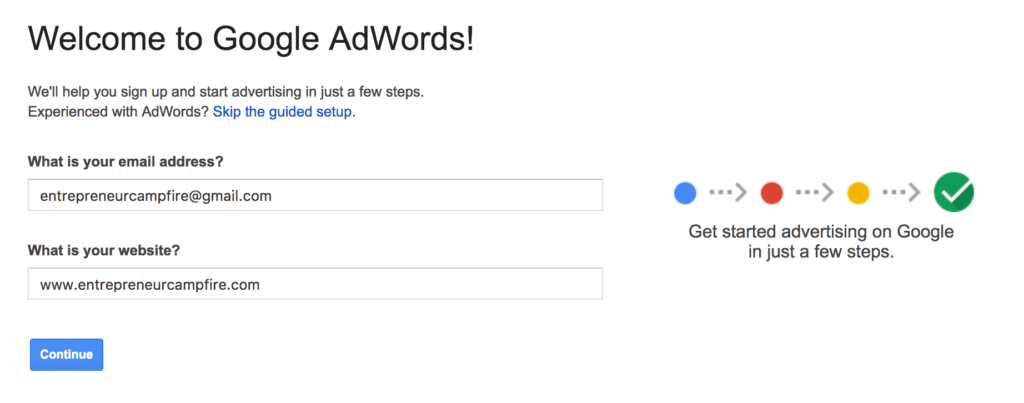 Google AdWords Setup