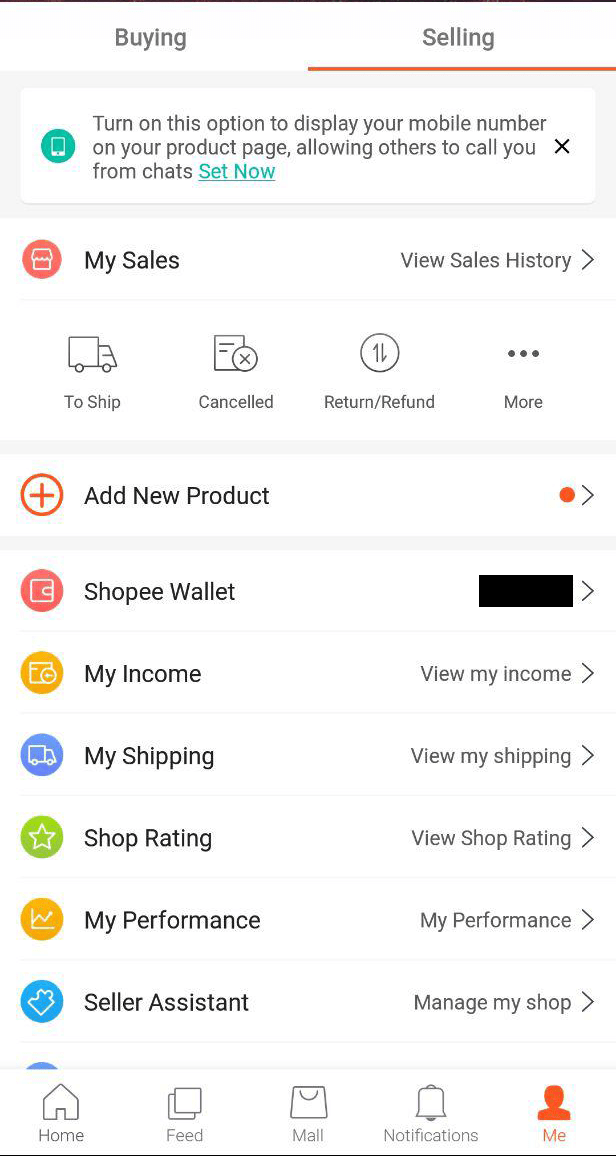 Shopee seller center